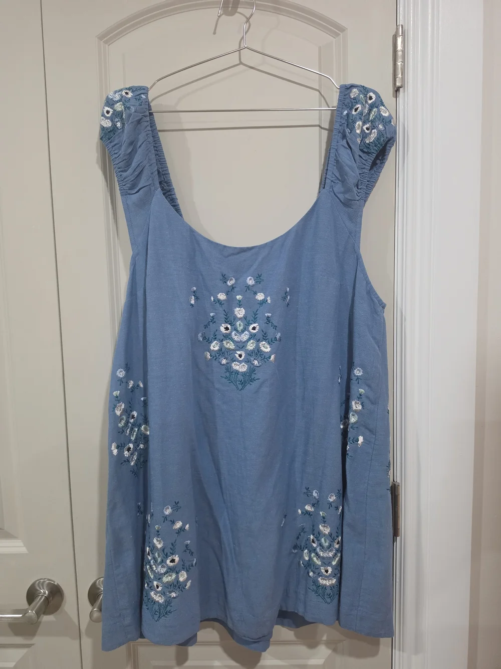 Free People Blue Embroidered Mini Dress